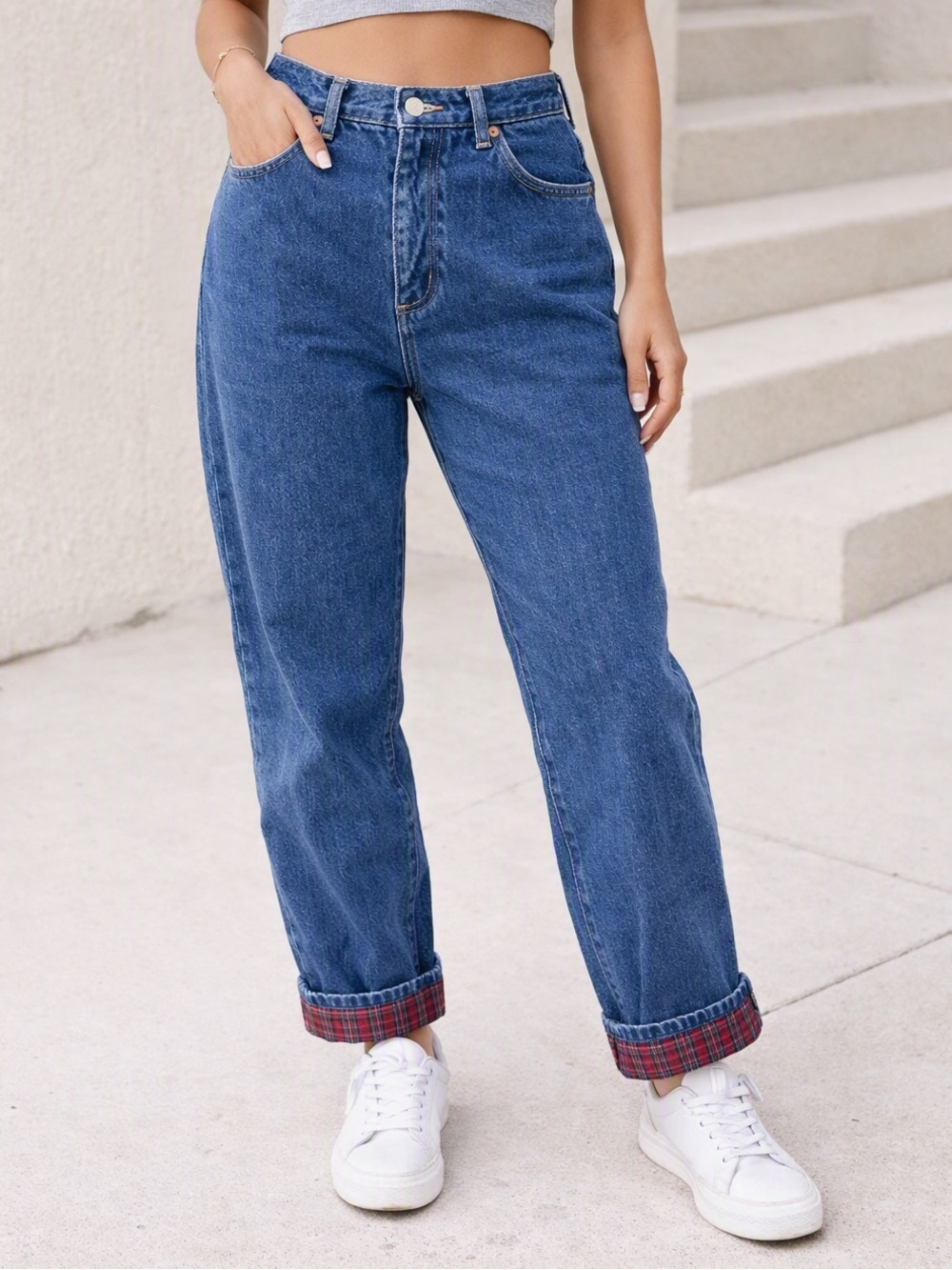 VINTAGE 90s LL BEAN WMNS 16P Thick Red Flannel-Lined Denim Jeans 100% Cotton